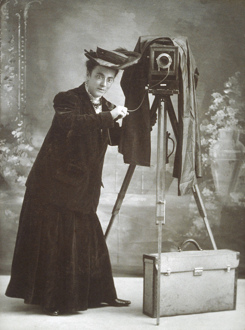 <p>Image courtesy of Schlesinger Library on the History of Women in America, Radcliffe Institute, Harvard University</p>
<p>Born in Hamilton, Ontario, on December 23, 1870. While working as a schoolteacher in Massachusetts, Beals earned an inexpensive camera for selling a magazine subscription. Taken with the medium, she became a working photographer by 1900, with her husband Alfred assisting in the darkroom. Settling in Buffalo, New York, it is her newspaper work for the Buffalo Inquirer and the Courier that earned her the status of first American woman photojournalist. The unconventional Beals was also the first official woman photographer at the 1904 Louisiana Purchase Exposition.</p>
